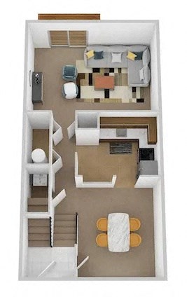 The Oak - First Floor Floor Plan at Millcroft Apartments and Townhomes, Milford, OH
